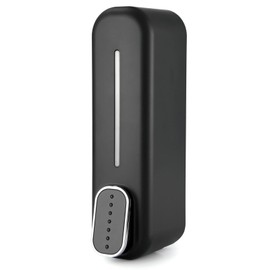 Soap Dispenser Wall Mount, 300ml ABS Easy to Install Manual Soap Dispenser Convenient to Press Shower Gel Container with Transparent Window Design for Bathroom Hotel (Black)