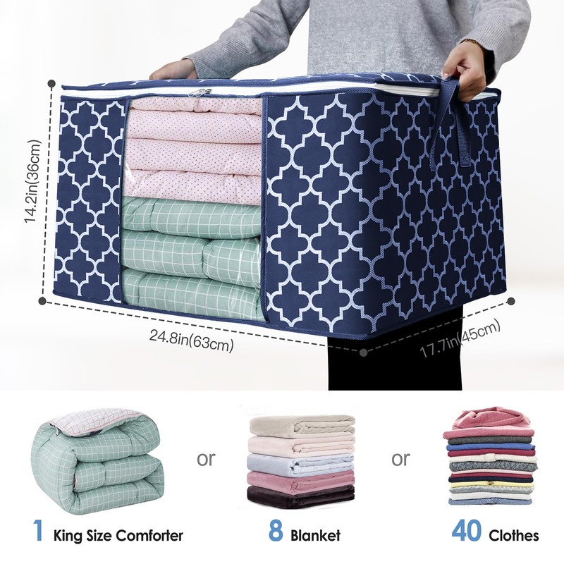 WISELIFE Storage Bags, Large Blanket Clothes Organization and Storage Containers
