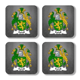 Farrell Coat of Arms/Family Crest Coaster Set, by Carpe Diem Designs – Made in the U.S.A.