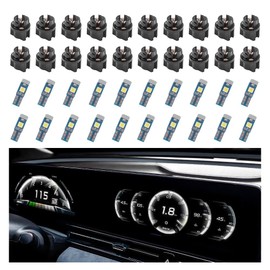 20PCS Car LED Dash Light Bulbs,High Brightness Instrument Cluster Bulbs Kit with Twist Lock Socket for 74 37 T5 LED Bulb Replacement,Universal 12V 300 Lumen LED Interior Car Lights (White)
