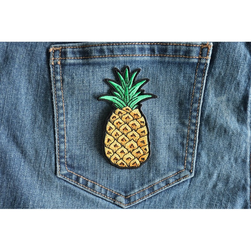 Pineapple Patch - 2x3.5 inch - Embroidered Iron on Patch