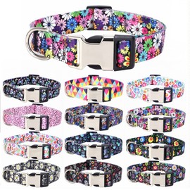 Cute Dog Collar for XS Small Medium Large Dogs, Soft Nylon Pet Collar,3D Print Multicolor Patterns Collars Adjustable for Dogs Girl Boy Puppy Walking Running Training (Colorful Daisies M)