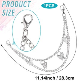 Hzopcw Butterfly Purse Double Chain, Bag Extender Chain for Women, Silver Metal Purse Strap Extender Replacement Bag Charm for Handmade Shoulder Crossbody Bags Wallets Clutches