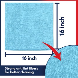USANOOKS Microfiber Cleaning Cloth - Turq - 12Pcs (16x16 inch) High Performance - 1200 Washes, Ultra Absorbent Car Towel Traps Grime & Liquid for Streak-Free Mirror Shine - car Washing Cloth