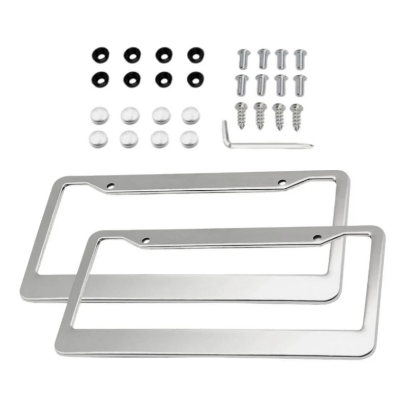 Chrome Stainless Steel Metal License Plate Frame Tag Cover With