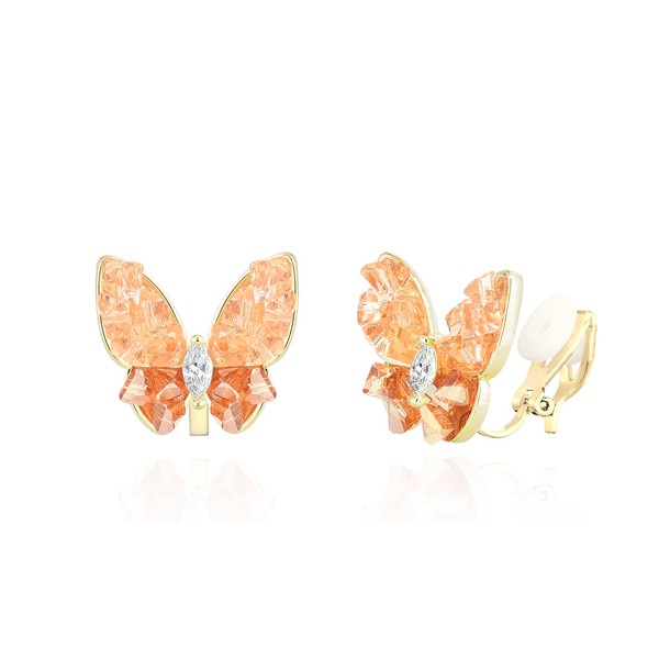 QUKE Butterfly Shape Clip On Earrings Stud Earrings Not Pierced
