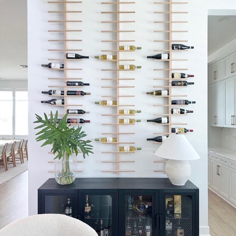 Wood Wine Rack , Wall Mounted Wine Bottle Holder &