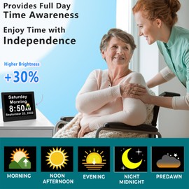 Véfaîî 30 Alarms Extra Large Digital Clock with Auto DST, 6 Display Modes, 20 Custom Reminders, 10-Level Auto Dimmer, AM/PM- Perfect Organizer for Home & School