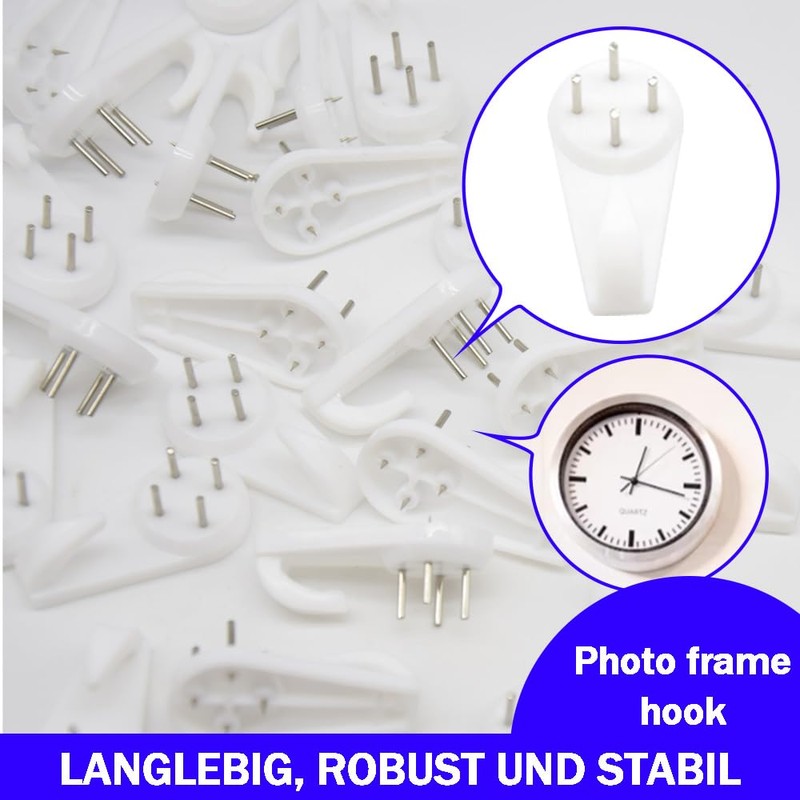 Yosawo 30 Pieces Picture Hooks Non-Trace Hook Plastic Hardwall Hanger