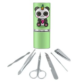 Cute Kawaii Unicorn Panda Holding Heart Stainless Steel Manicure Pedicure Grooming Beauty Care Travel Kit