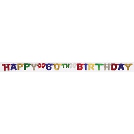 Creative Converting Party Decoration Jointed Banner, Happy 60th Birthday, 6-Feet