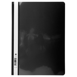 Exacompta 439701B Pack of 25 Plastic File Folders with PVC Labelling Strips with Protective Film for DIN A4 Black Commercial Stapler Ideal for Office and School