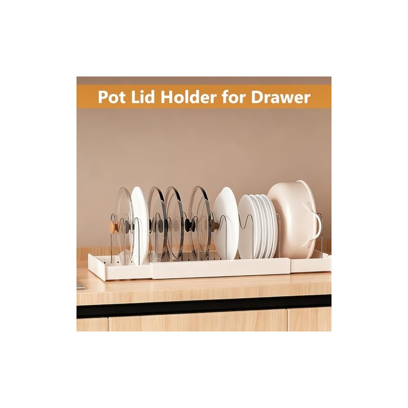 WOPPLXY Set of 2 Pot Lid Holders, Adjustable Set, Pot