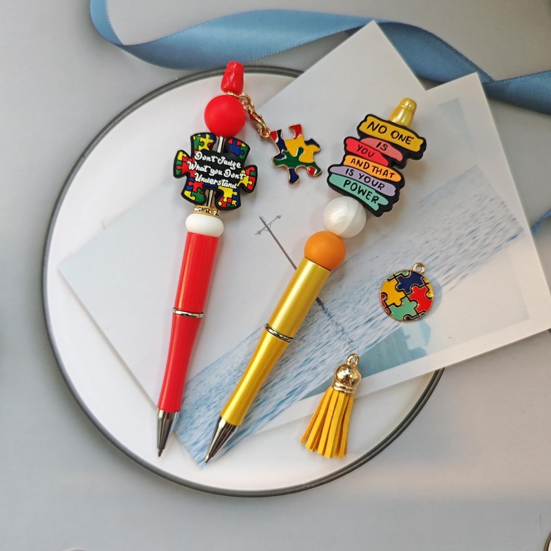 JNwhy Beadable Pens 12 Sets DIY Beaded Ballpoint Pens Making