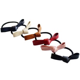 6Pcs Multicolour Small Knotted Bow Hair Ties PU Leather Elastic Hair Bands Simple Hair Ropes Ponytail Holder Hair Elastics and Ties Hair Accessories Beauty and Personal Care