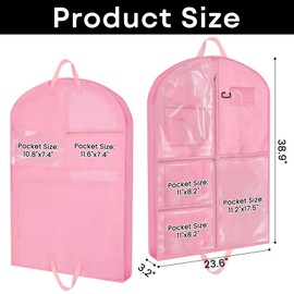 Svaldo Pink Dance Garment Bags for Dancers, 1pc 24x40x3", Waterproof Garment Bags for Hanging Clothes, Dance Costumes, Girls Dresses for Dance Competition Travel, Dust Proof with Handles & 5 Pockets