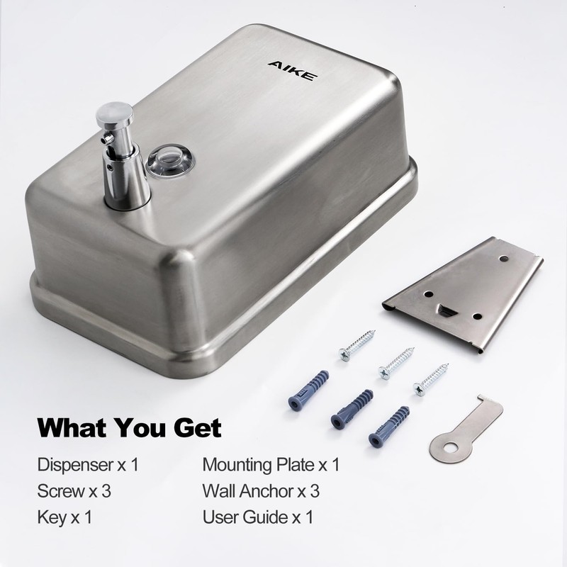 AIKE 37oz Surface Mount Stainless Steel Soap Dispenser for Commercial,Brushed