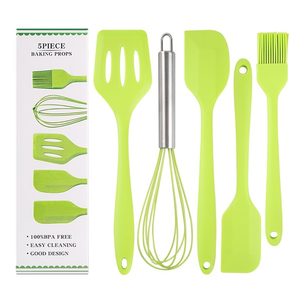 Hymhzy 5-piece set of spatula,Silicone kitchen cooking kit，Non-Stick Silicone Utensils