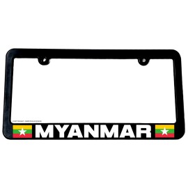 OwnTheAvenue Myanmar World Country Flag V02 Slim Black License Plate Frame