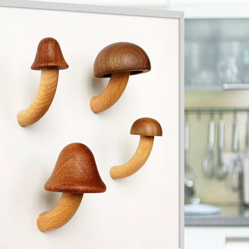 4 Pcs Wooden Mushroom Fridge Magnet, Mushroom Refrigerator Magnets, Perfect