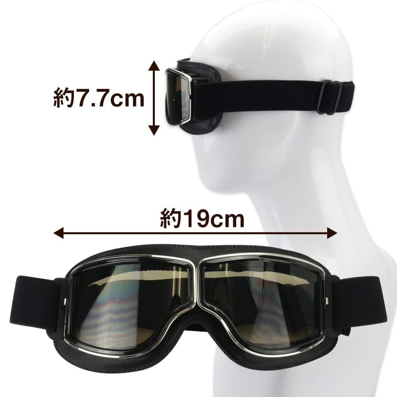 PXLAATY Motorcycle Goggles, Motorcycle Goggles, Windproof, Protective Glasses, Classic (Black