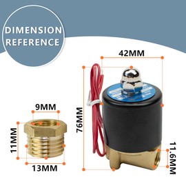 Innfeeltech 1 Pcs 1/4" BSP Thread 220V AC Normally Closed Brass Electric Solenoid Valve with Brass Reducing Connector,Fit for Air,Water,Diesel