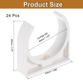 uxcell 24Pcs PVC Water Pipe Clamps Clips, U-Shaped Tubing Hose Buckles, Irrigation Tube Holder for 40mm OD for TV Trays Tubing Hose Hanger Support Tubing, White