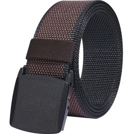 LionVII Sport Belt for Men, 2 Color in 1 Canvas Field Belt Work Reversible Waterproof Fabric Web Waist Strap YKK Plastic Buckle Adjustable Golf Pant Size Below 46''(53''Long1.5''Wide)Black and Coffee