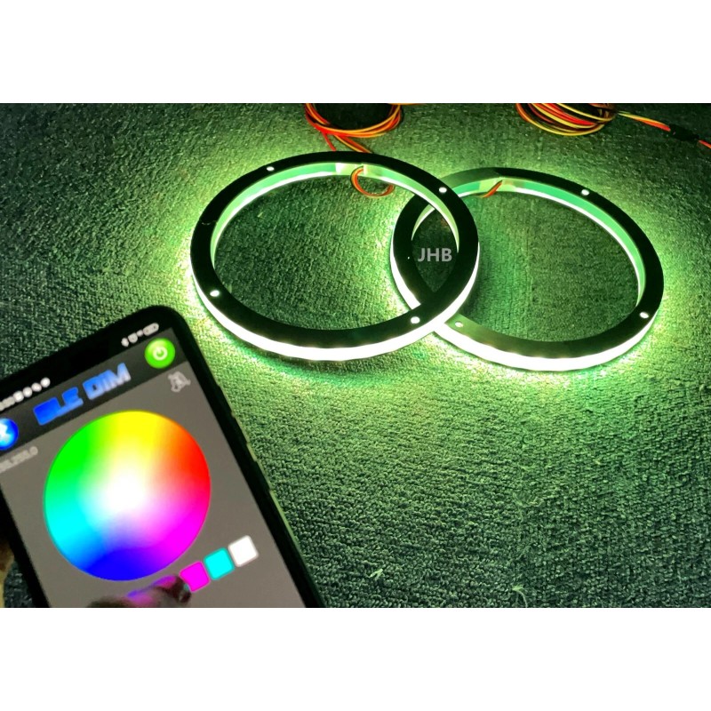 JHB Pair 8" Bluetooth Remote RGB LED Rings Lights for