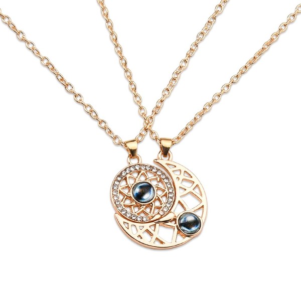 Matching Necklace for 2 Sun and Moon Necklace for Best