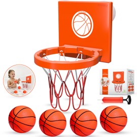 MARPPY Bath Toys - Bathtub Basketball Hoop for Kids, Toddlers - Suction Cup Basketball Hoop and 4 Soft and No Hole Balls - Baby & Toddler Mini Basketball Hoop - Boys & Girls