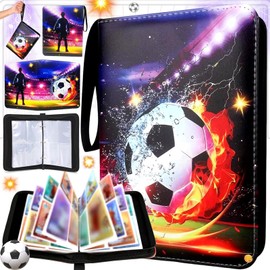 Football Collectible Card Book, Football Album Cards Album Cards Album 50 Pages Capacity of 400 Cards, Football Card Book, Football Card Binder in Waterproof PU Leather