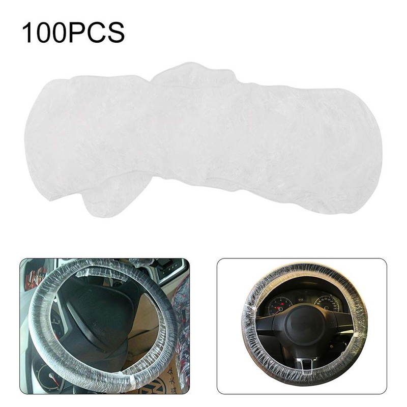 Aramox 100pcs Disposable Plastic Steering Wheel Cover/White Plastic Steering-Wheel Cover