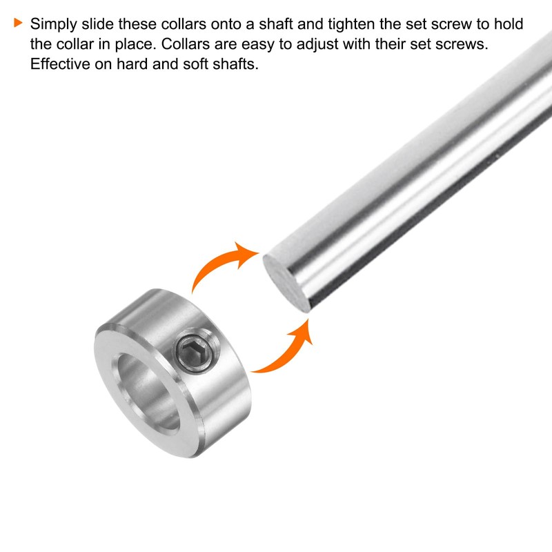 HARFINGTON Shaft Collar 5/8" Bore 304 Stainless Steel Set Screw