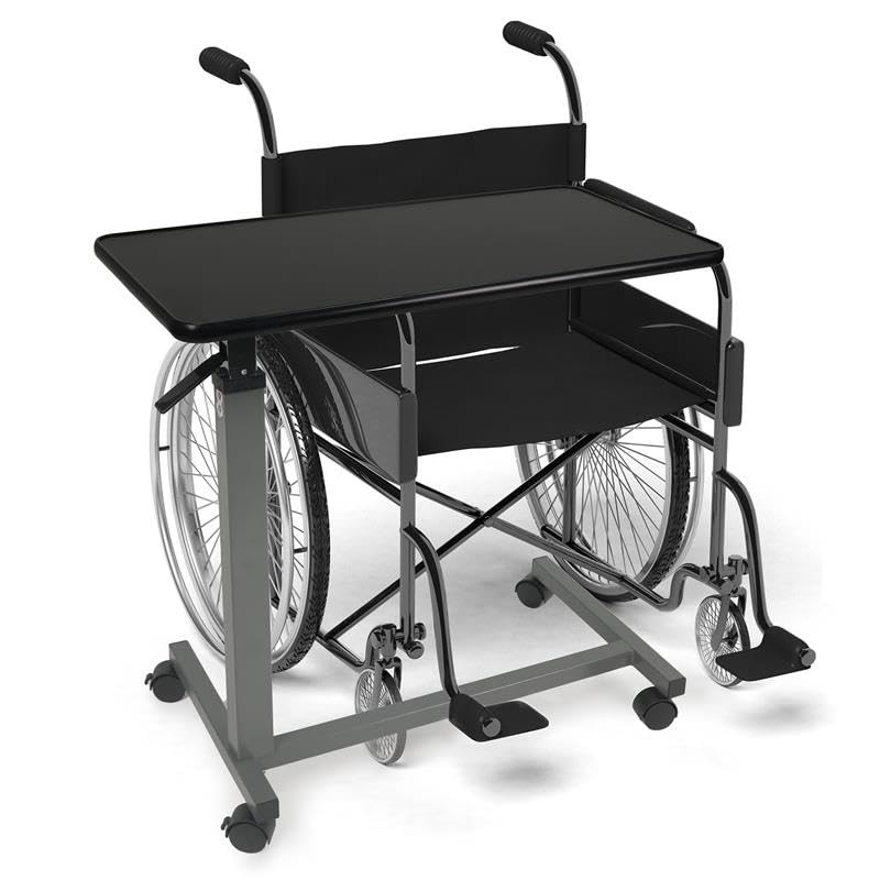 Vaunn Medical Pneumatic Adjustable Overbed Bedside Table with Wheels (Hospital