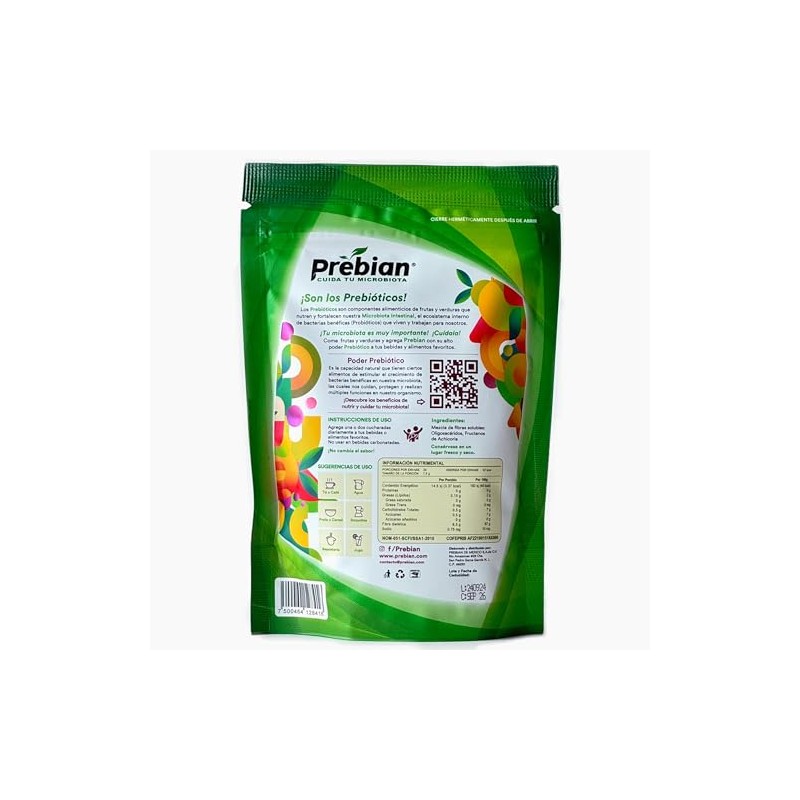 Prebian, Prebióticos, Alimenta tus Probióticos, Fortalece la Microbiota intestinal, Favorece