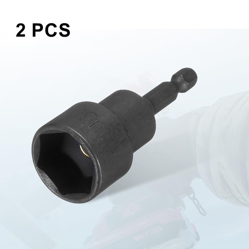 sourcing map 2pcs Magnetic Nut Driver 19mm Hex Drive Socket