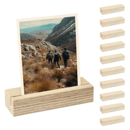 ALPZEIT 10 wooden card holders, can be used as a photo holder, place card holder, card stand and postcard holder. Handmade in the Alps