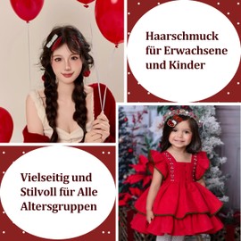 5 Piece Hair Clips Set with Bows - Angora Red Hair Clip Christmas Hair Pins Girls Hair Accessories Christmas Cartoon Hair Clips for Children and Adults, Christmas Gifts