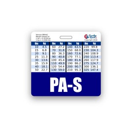 PA-S Badge Buddy Horizontal w/Height & Weight Conversion Charts (Standard, Navy)
