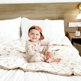 GRSSDER Cotton Muslin Quilt Blanket - Silky Soft and Breathable Kids' Throw Blanket, Oversized Muslin Blankets for Newborns, Toddlers & Kids, 6 Layers Reversible Design for All Seasons, 55" x 69"