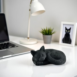 JFSM INC. 3" Sleeping Black Cat Curled Up Hand Painted Mini Figurine