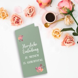 FarbenFroh by GUSTAV NEUSER 25 x Folding Cards DIN Long - Eucalyptus (Green) - 10.5 x 21 cm - Blank Folding Cards - Folding Cards for Invitations and Greeting Cards for Christmas and Birthday