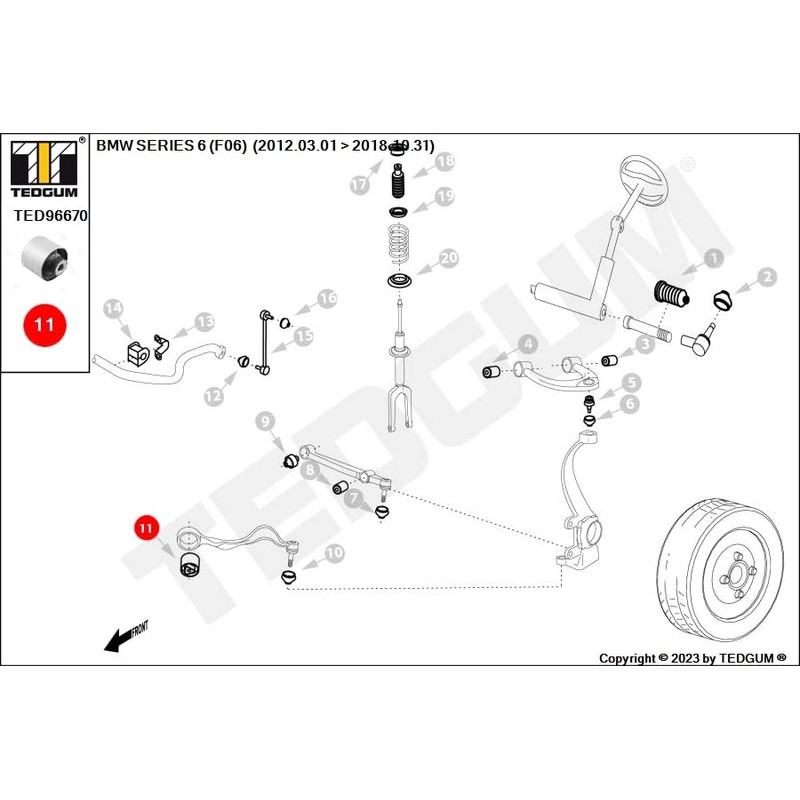 TEDGUM TED96670 FRONT LEFT/RIGHT LOWER CONTROL ARM BUSHING (INNER)