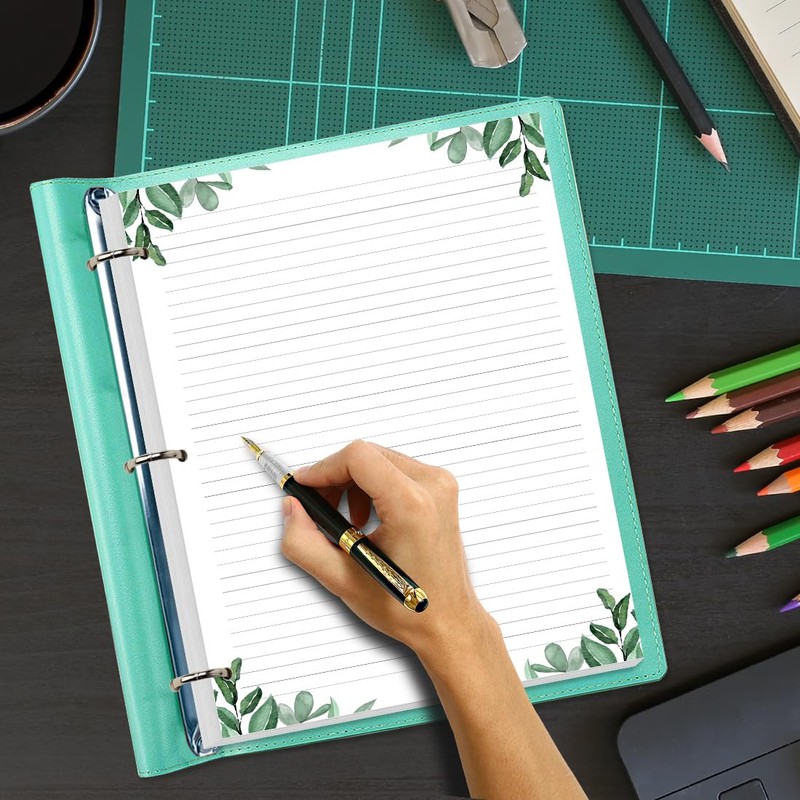 A4 Lined Refill Paper, 3-Hole Punched Ruled Filler Paper, 100Sheets