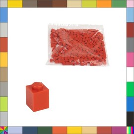 CMC imports 200 Clamping Blocks Briks Building Blocks 1 x 1 Nubs Compatible Free Choice 34 Colours (Red / 620)