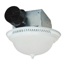 Air King DRLC703 Decorative Round Quiet Exhaust Bath Fan with Light, 70-CFM, White Finish