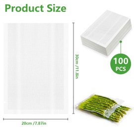 MOXYOY Vacuum Sealer Bags, 100 Bags Thickened Small Vacuum Freezer Storage Bag for Food, BPA Free Food Saver, Clear Embossed Bag for Storage, Meal Prep or Sous Vide（20X30cm）