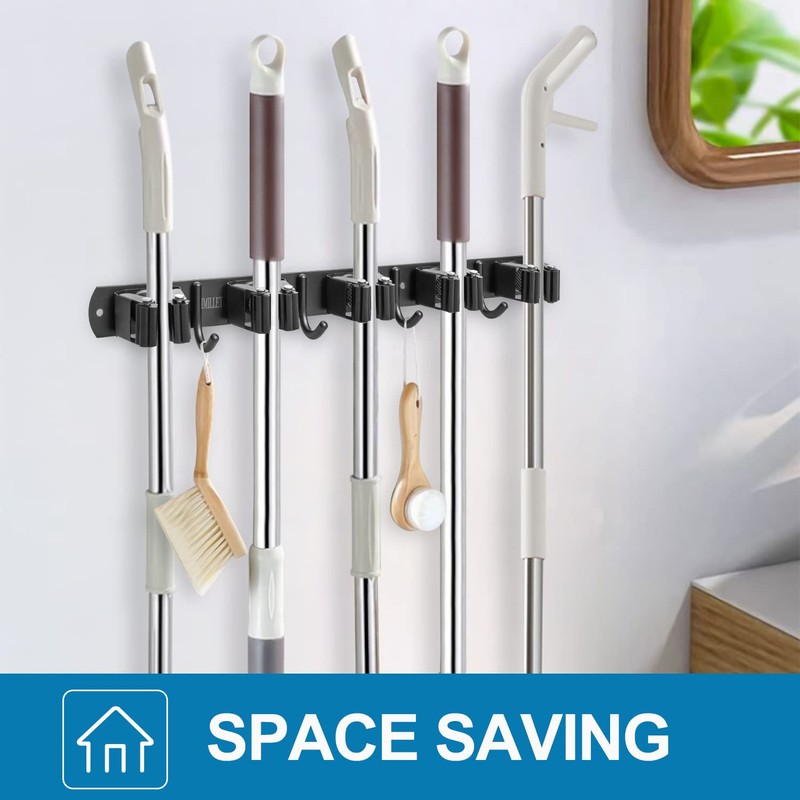 IMILLET 2 Pack Broom and Mop Holder Wall Mounted, Broom