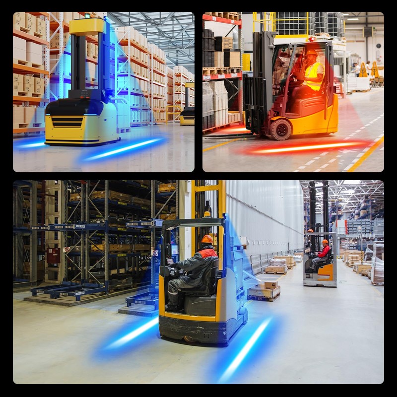 eTzone Dual-Color Forklift Safety Light – 20W Red and Blue